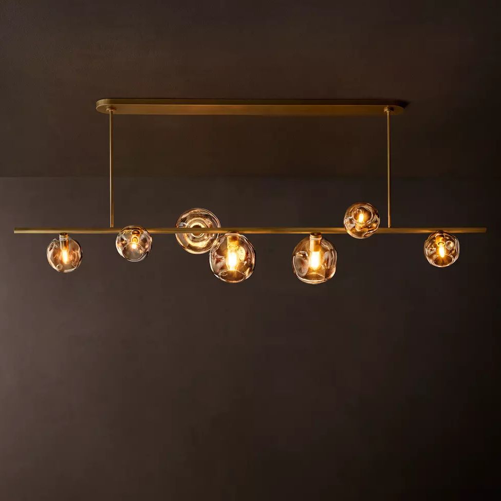 Bubble Ripple Sphere Linear Chandelier 78"