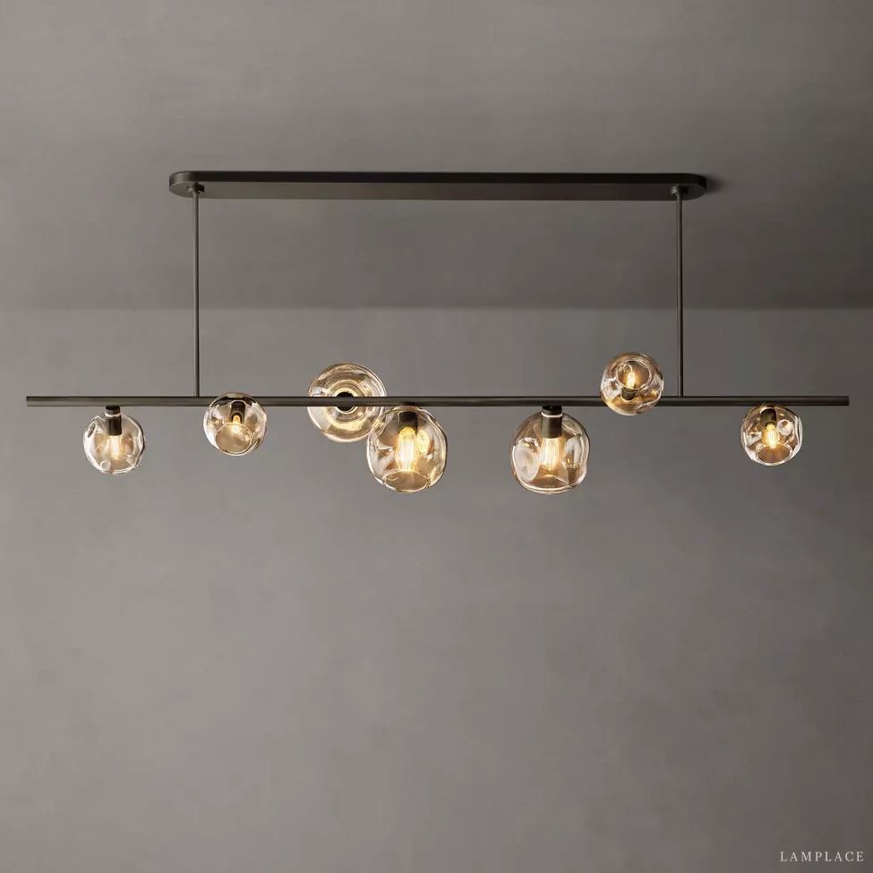 Bubble Ripple Sphere Linear Chandelier 78"
