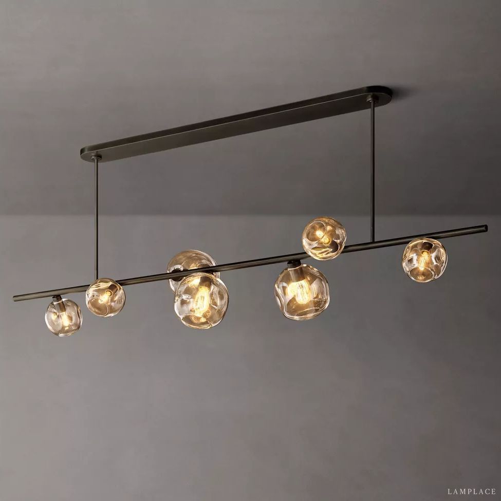 Bubble Ripple Sphere Linear Chandelier 78"