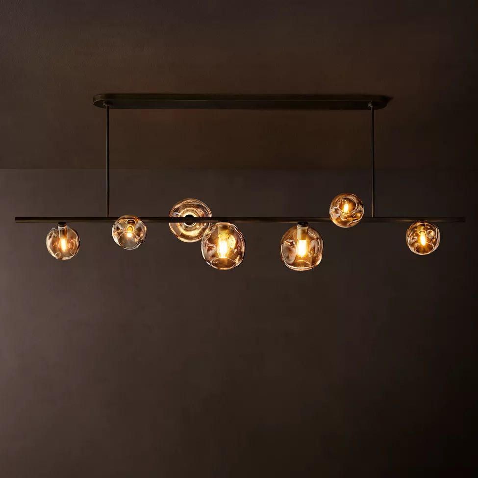 Bubble Ripple Sphere Linear Chandelier 78"