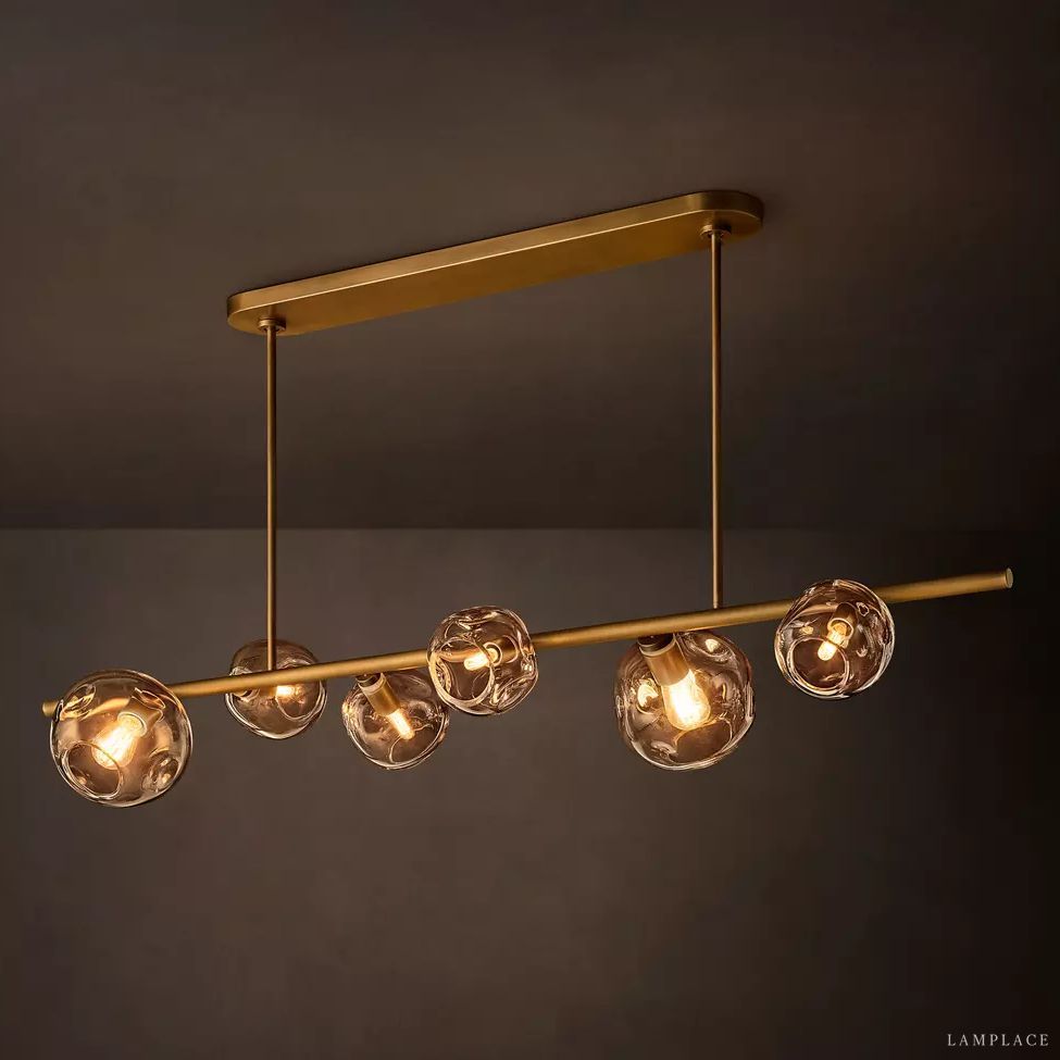 Bubble Ripple Sphere Linear Chandelier 60"