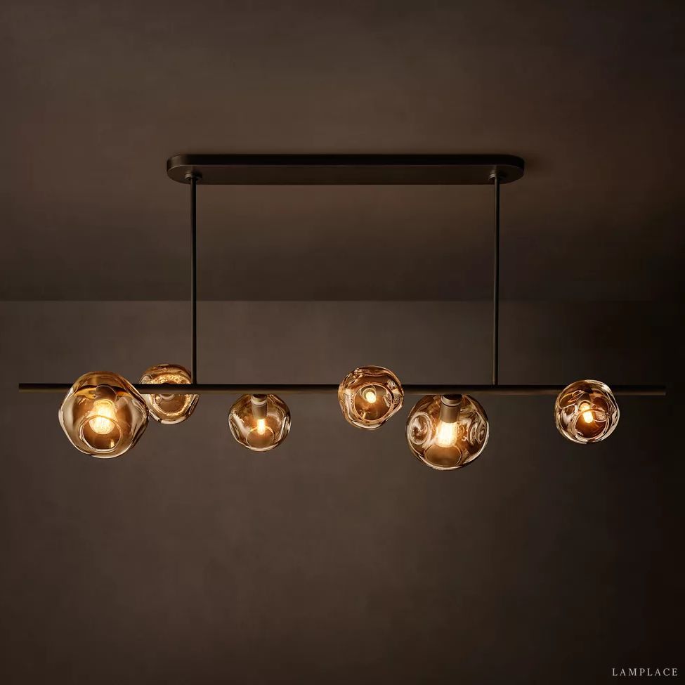Bubble Ripple Sphere Linear Chandelier 60"