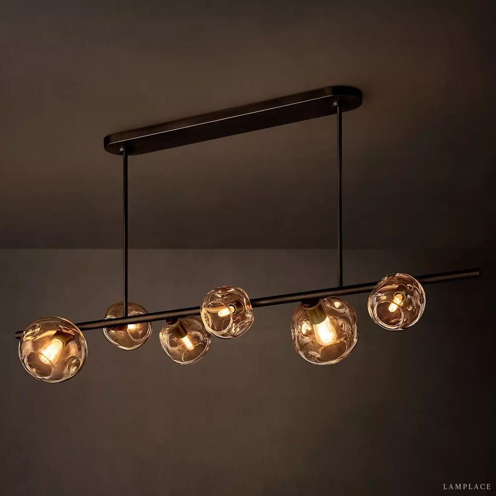 Bubble Ripple Sphere Linear Chandelier 60"