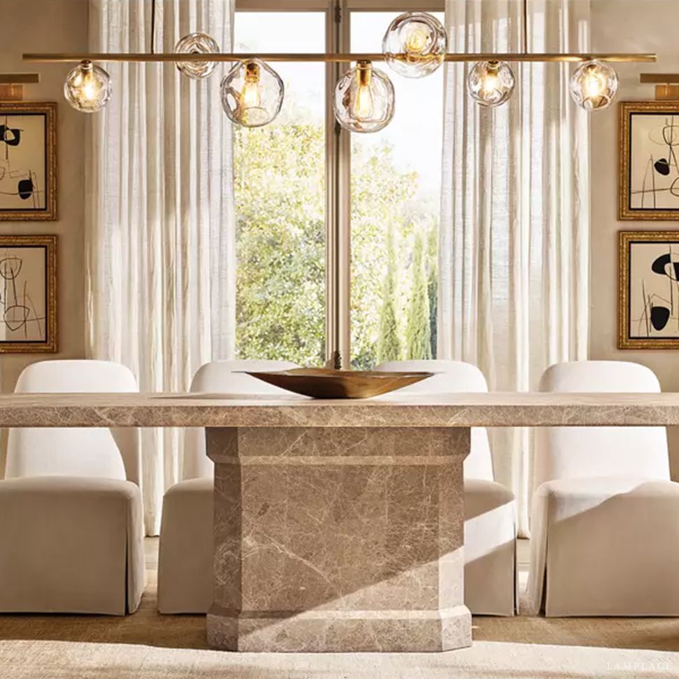 Bubble Ripple Sphere Linear Chandelier 60"