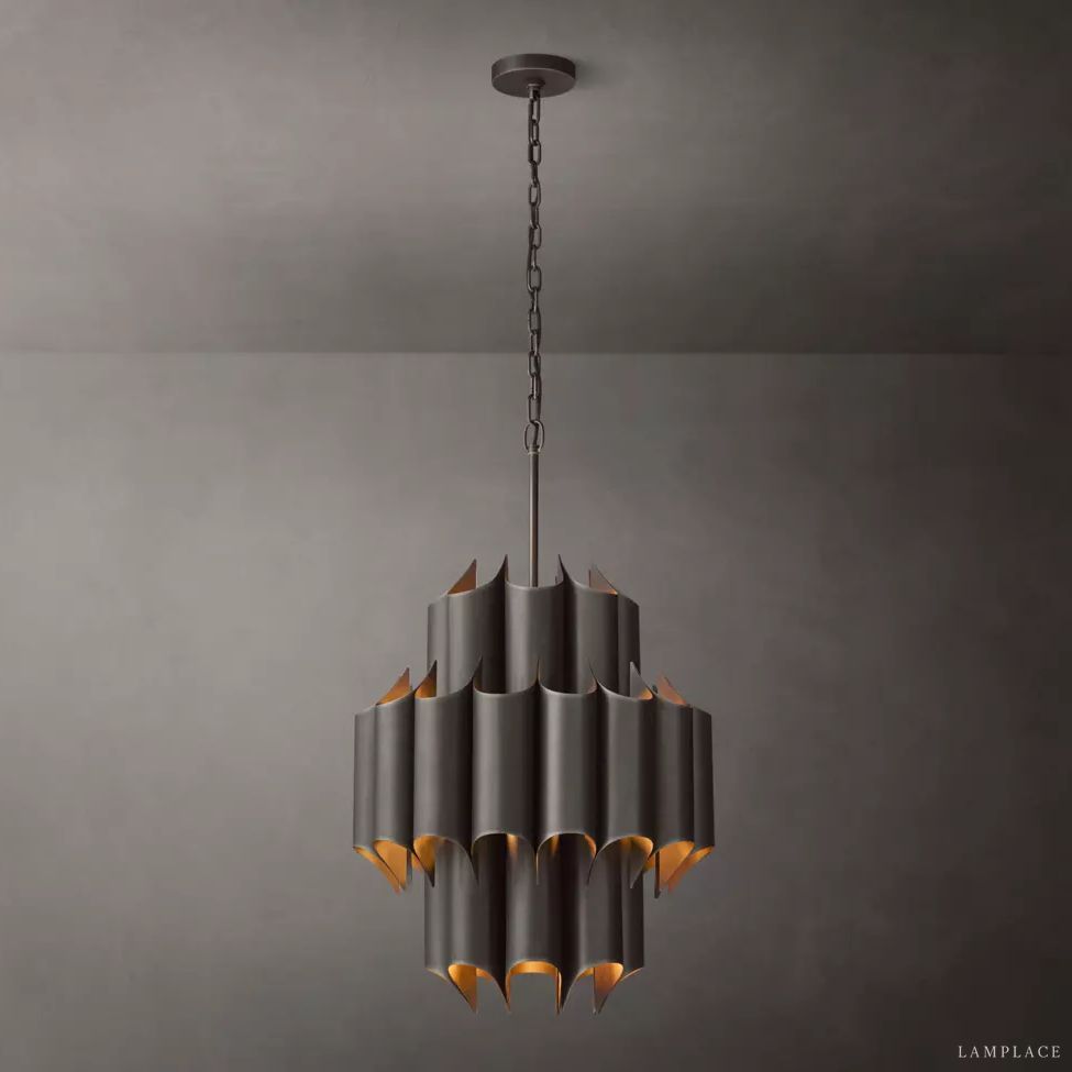 Cathedral Layered Curve Round Chandelier 24"