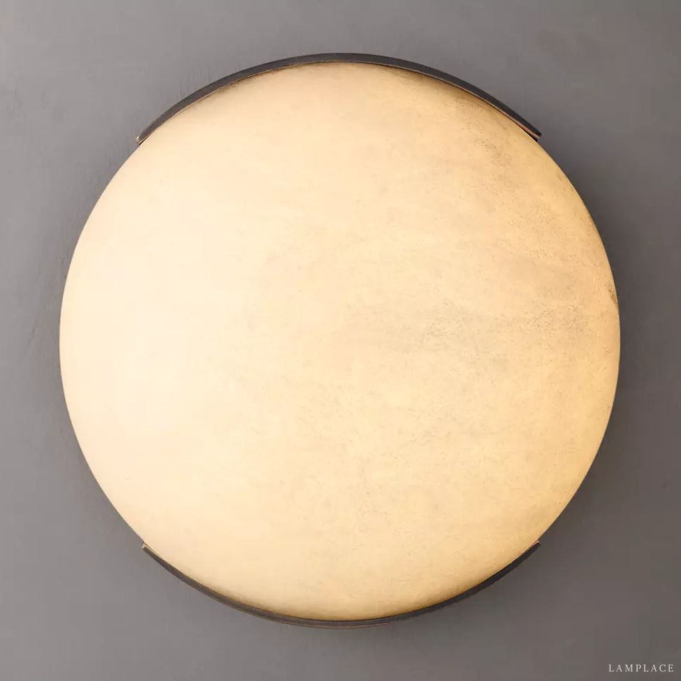 Halver Alabaster Dome Flush Mount
