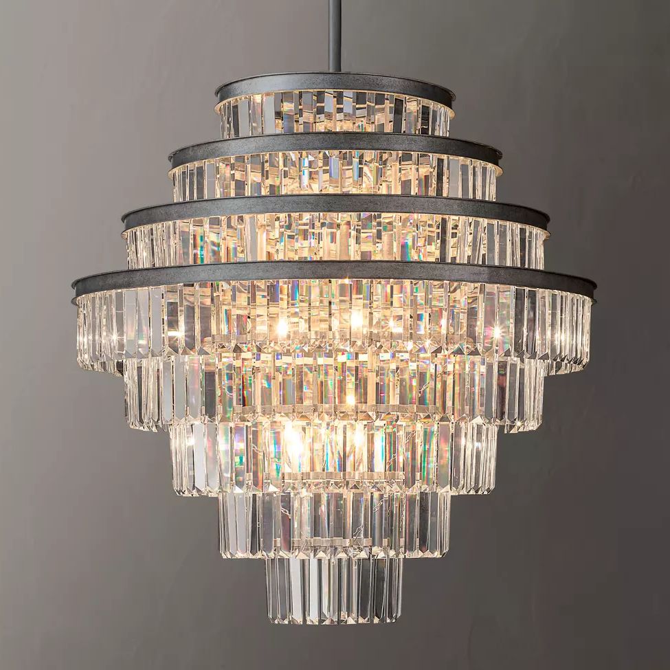 Almerex Structured Crystal Round Chandelier 28"