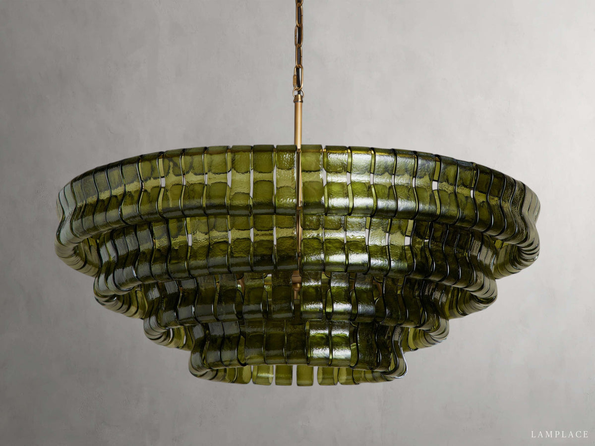 Ghiaccio Handcrafted Glass Round Chandelier