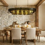 Ghiaccio Rippled Glass Oval Chandelier