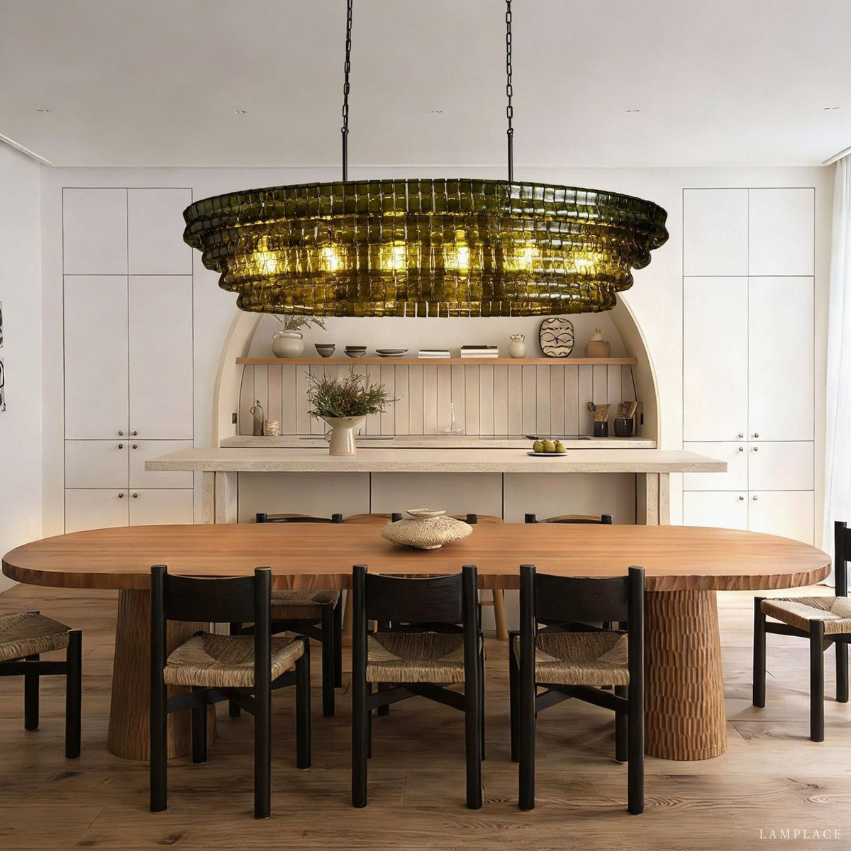 Ghiaccio Rippled Glass Oval Chandelier