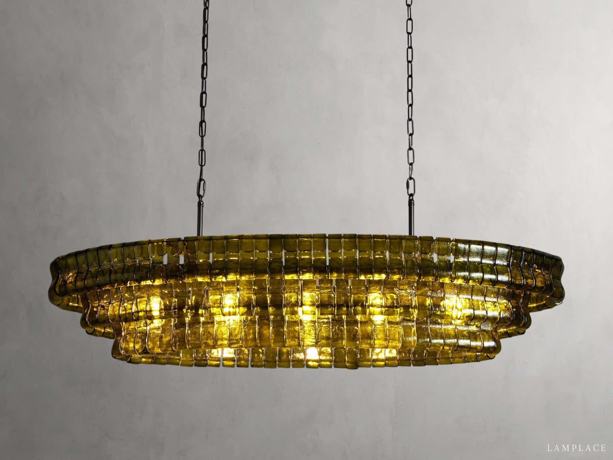 Ghiaccio Rippled Glass Oval Chandelier