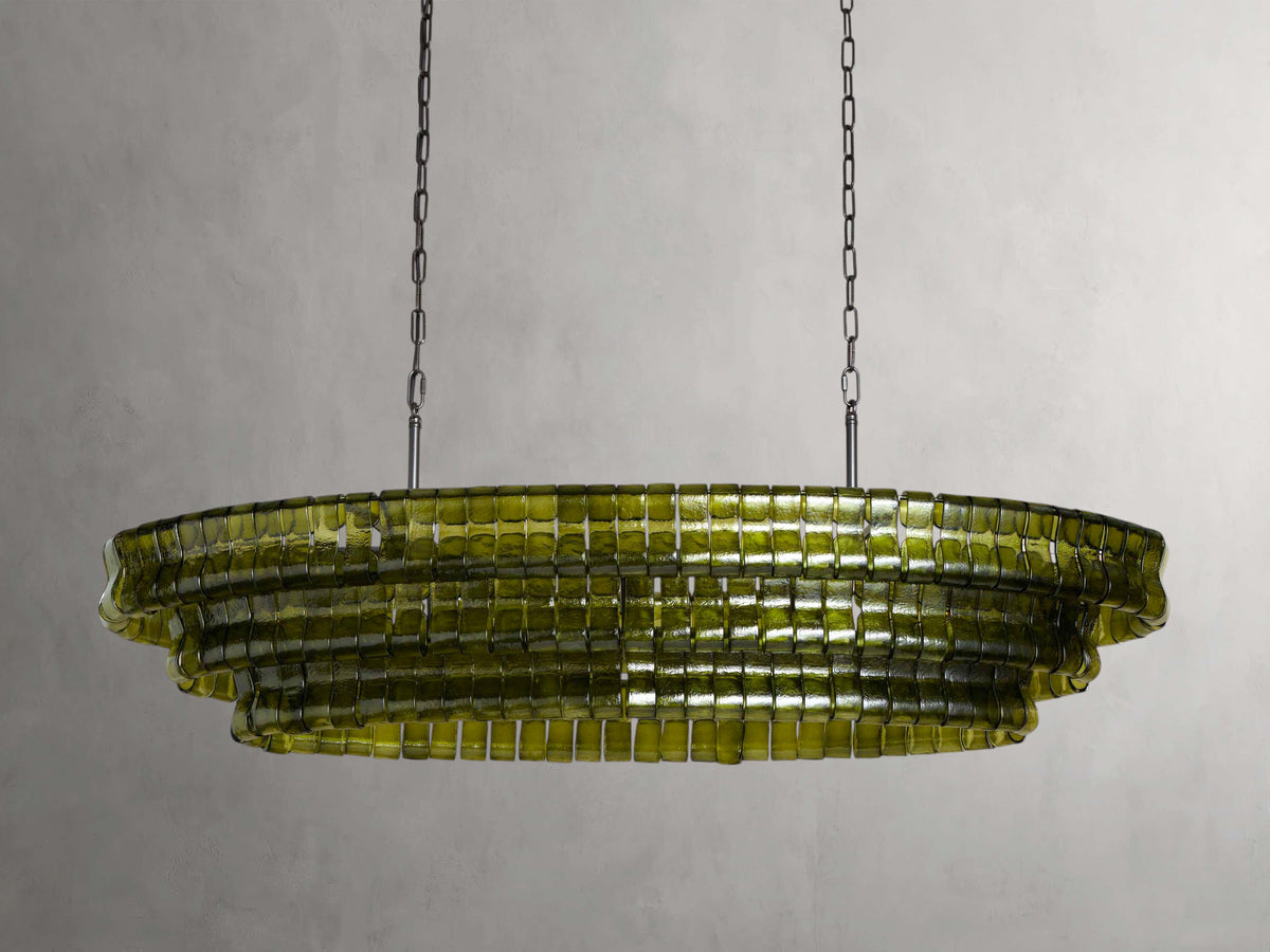 Ghiaccio Handcrafted Glass Oval Chandelier