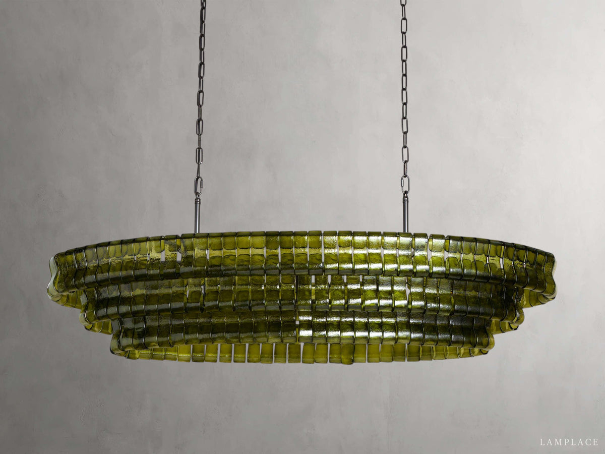 Ghiaccio Rippled Glass Oval Chandelier
