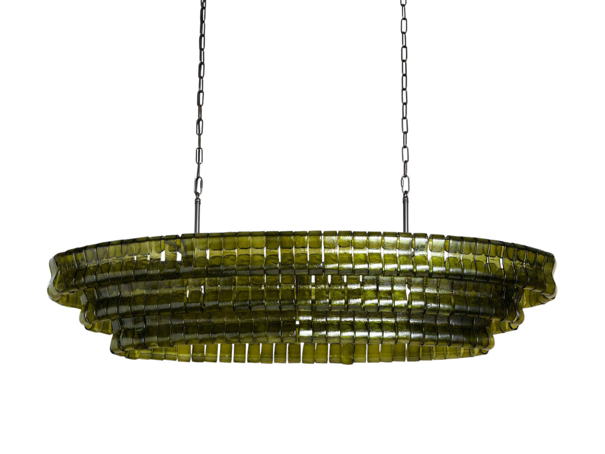 Ghiaccio Rippled Glass Oval Chandelier