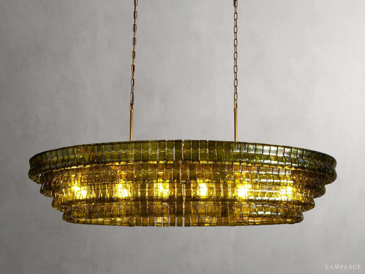 Ghiaccio Rippled Glass Oval Chandelier