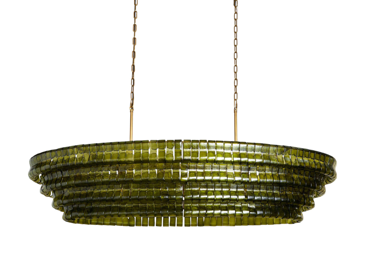 Ghiaccio Rippled Glass Oval Chandelier