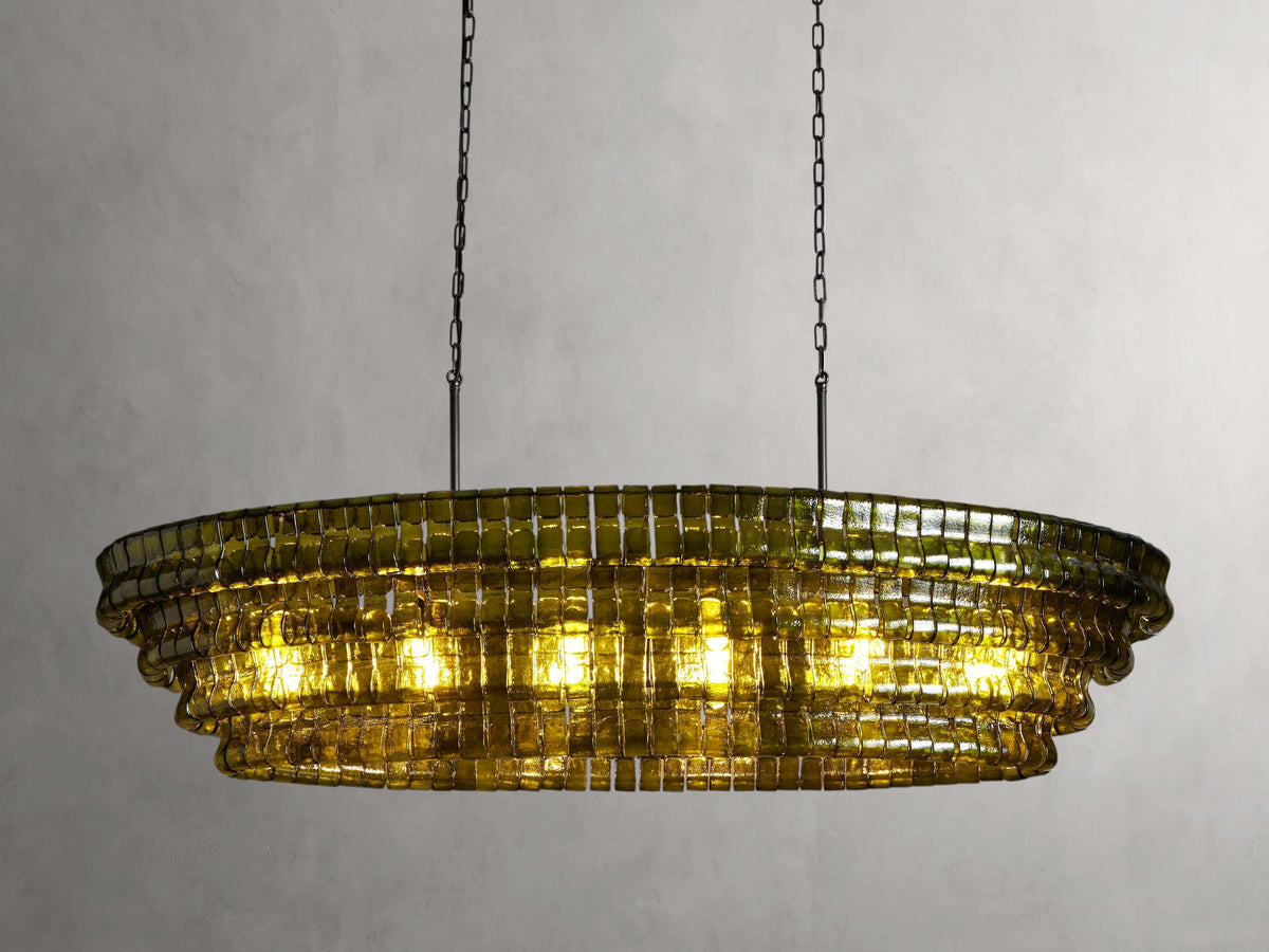 Ghiaccio Rippled Glass Oval Chandelier