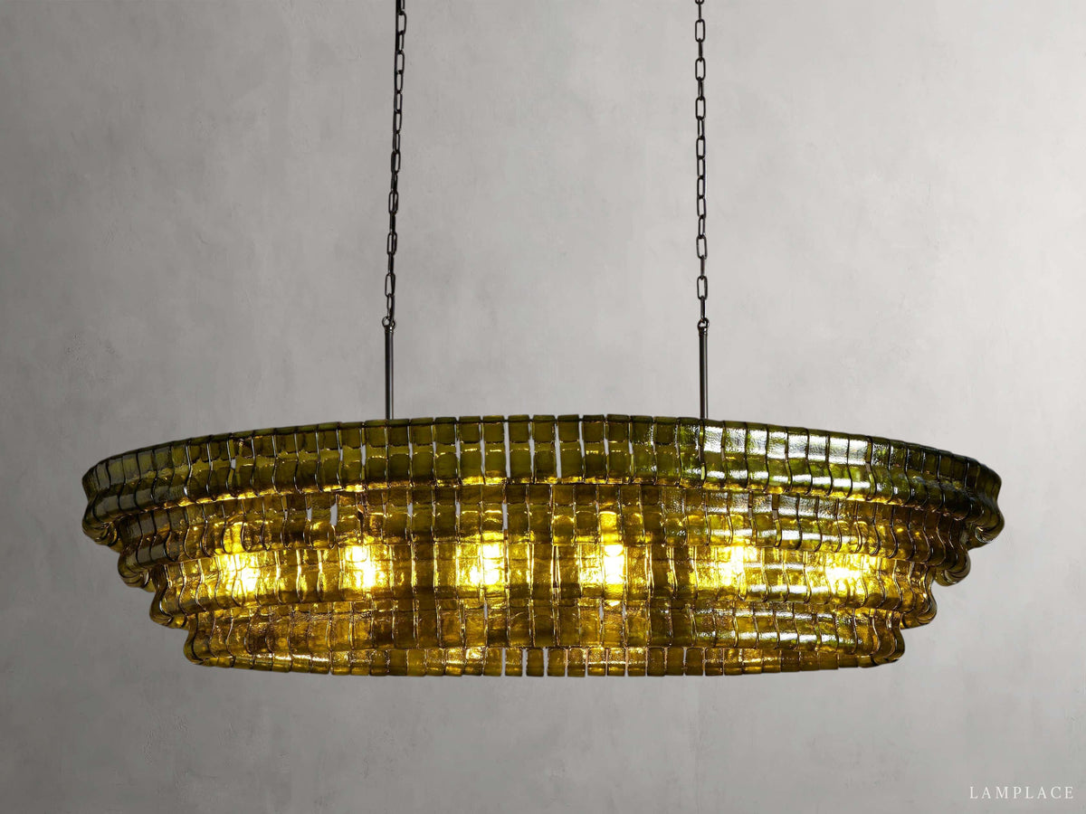 Ghiaccio Rippled Glass Oval Chandelier