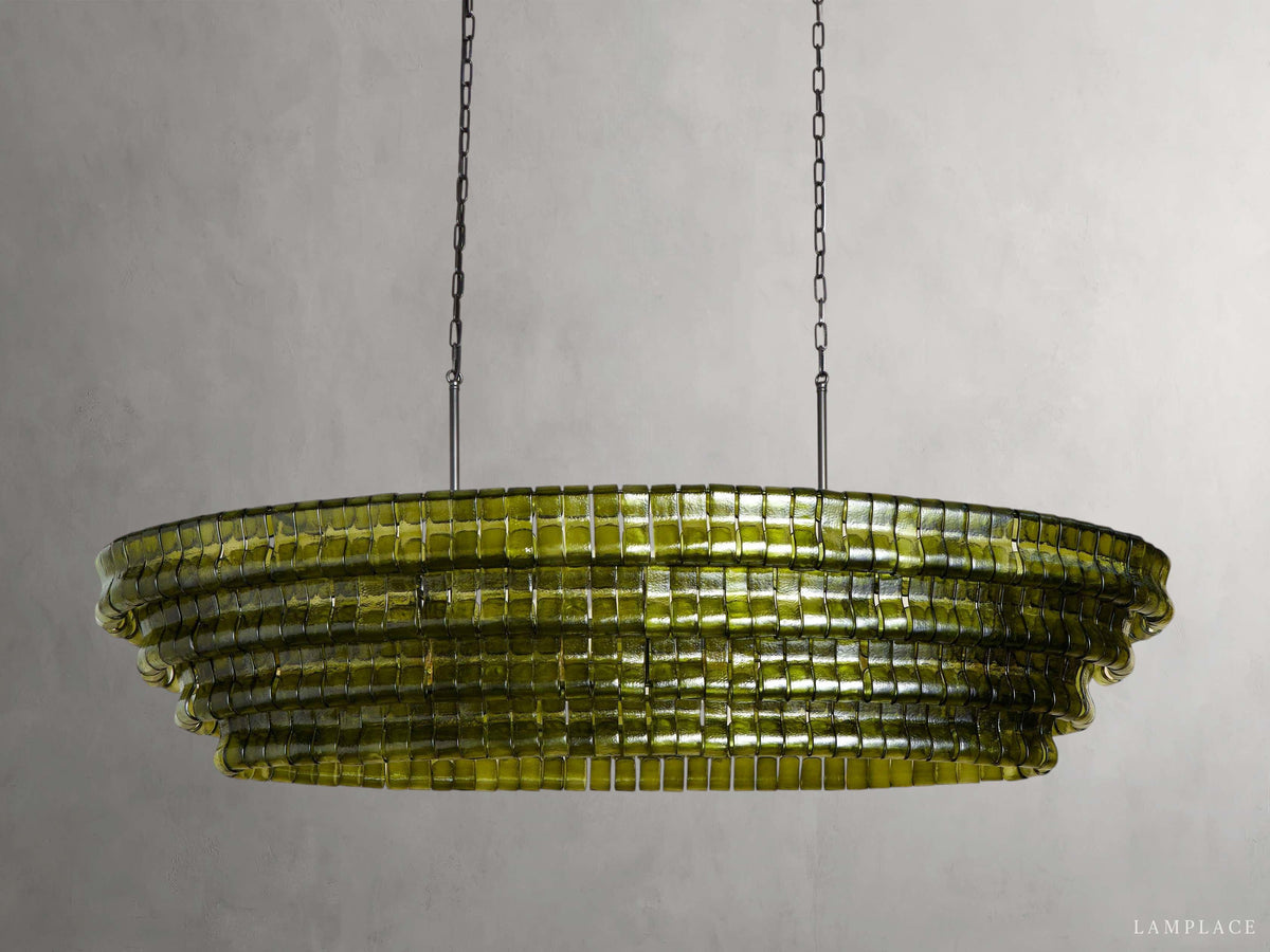 Ghiaccio Rippled Glass Oval Chandelier