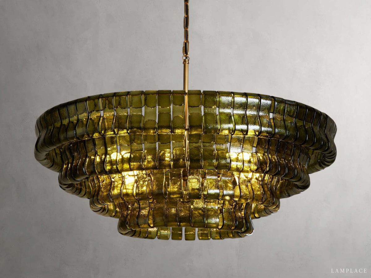 Ghiaccio Rippled Glass Round Chandelier