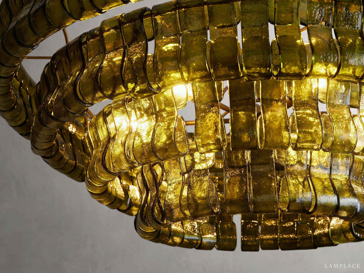 Ghiaccio Rippled Glass Round Chandelier