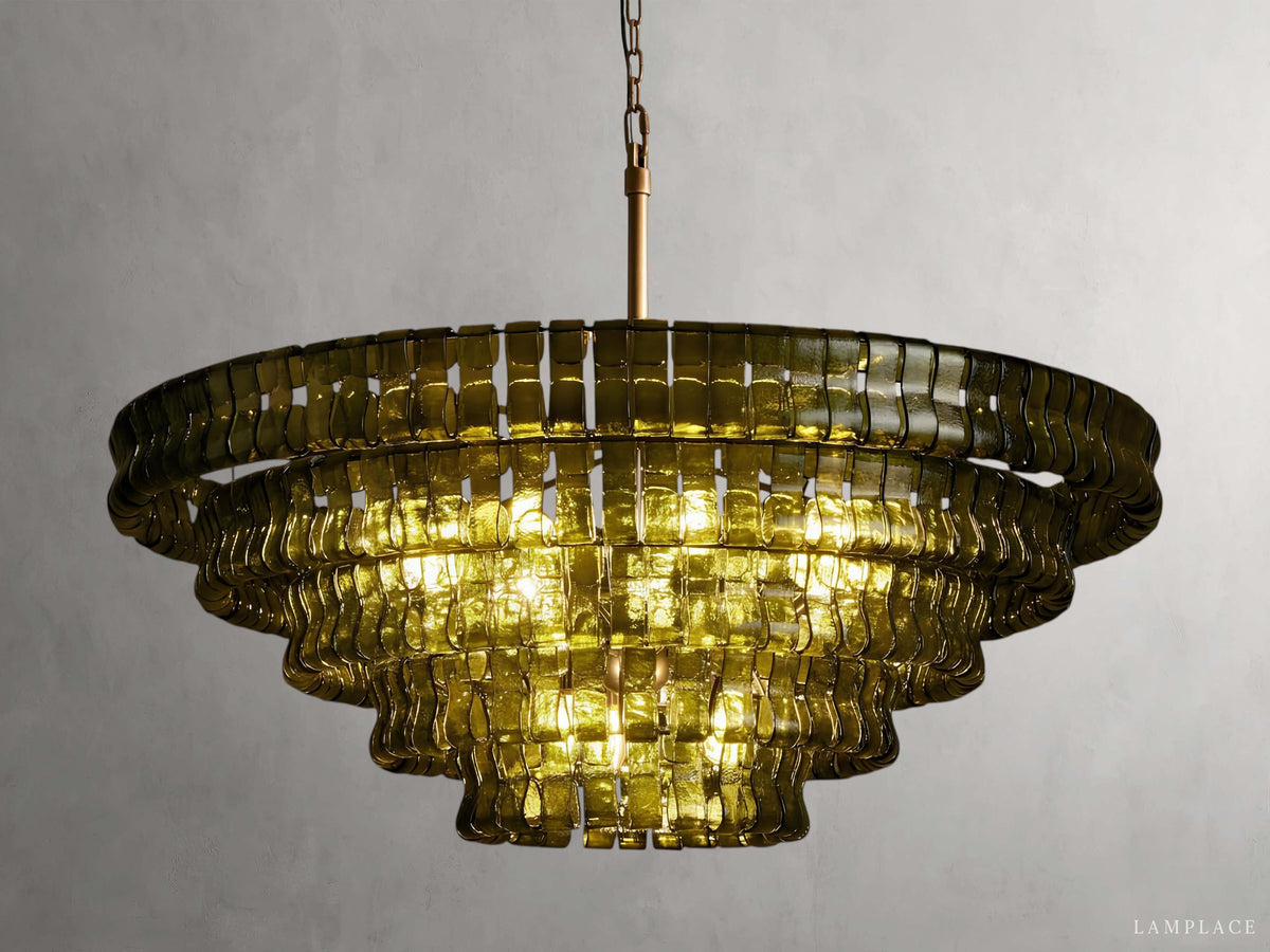 Ghiaccio Rippled Glass Round Chandelier