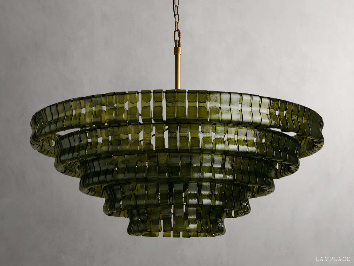 Ghiaccio Rippled Glass Round Chandelier
