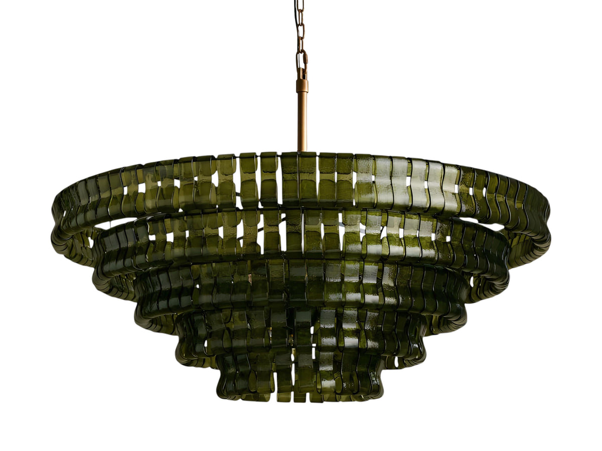 Ghiaccio Rippled Glass Round Chandelier