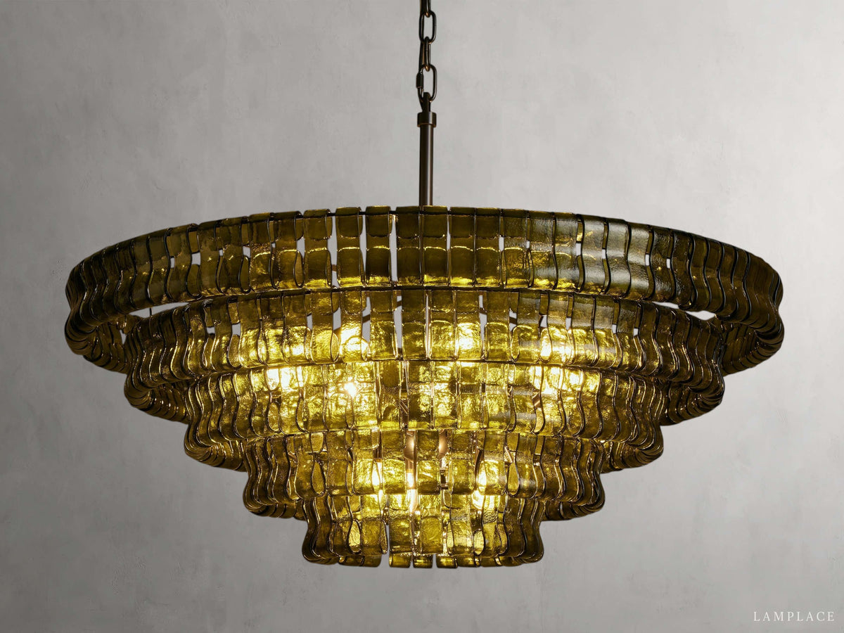 Ghiaccio Rippled Glass Round Chandelier