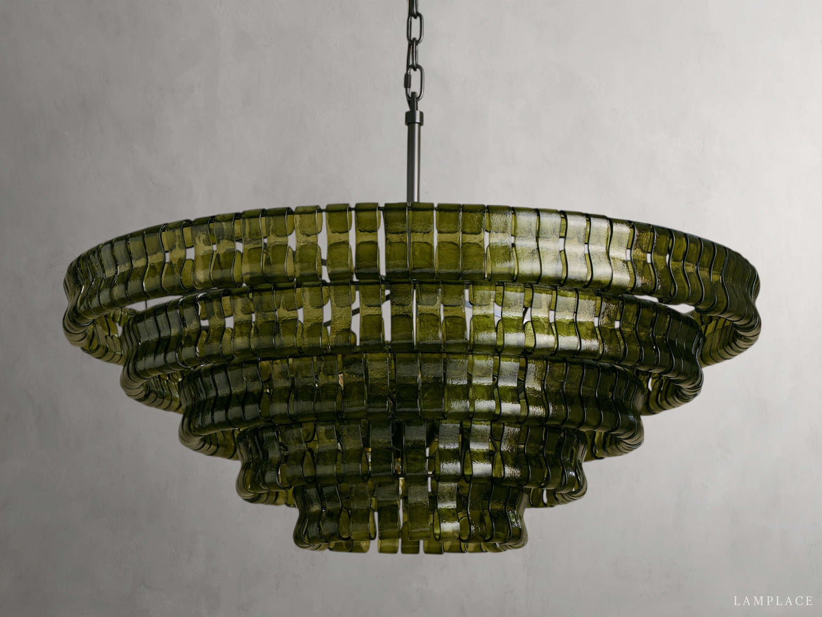 Ghiaccio Rippled Glass Round Chandelier