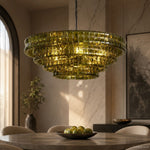 Ghiaccio Rippled Glass Round Chandelier