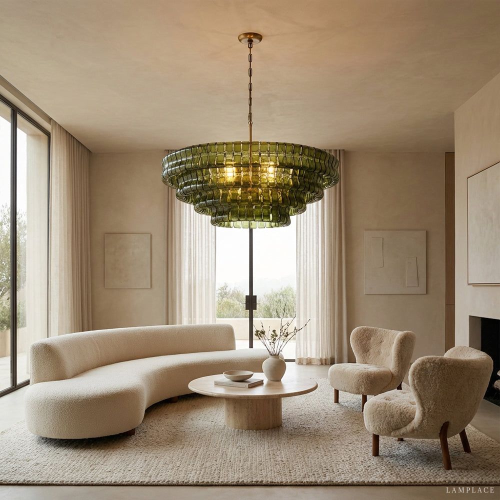 Ghiaccio Rippled Glass Round Chandelier