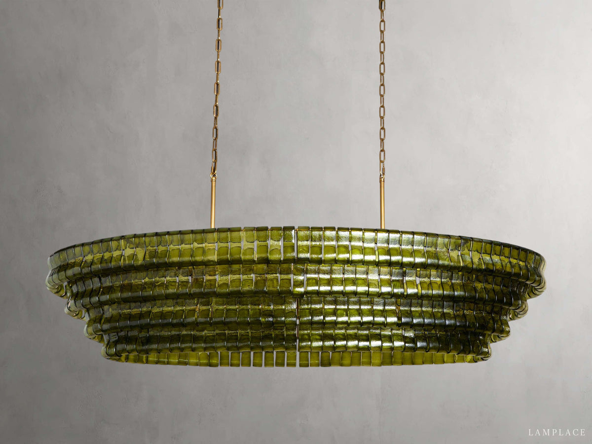 Ghiaccio Textured Glass Oval Chandelier