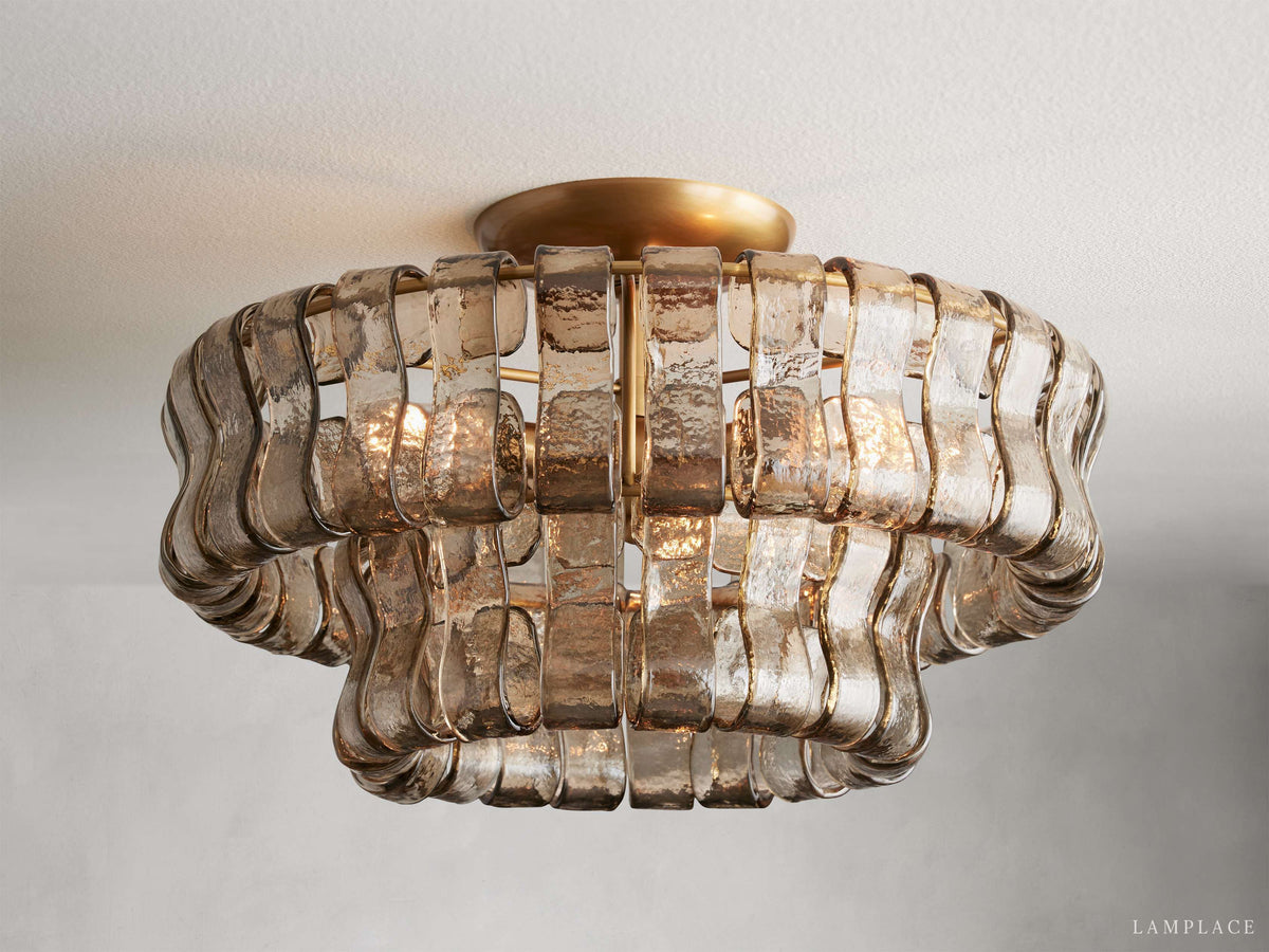 Ghiaccio Textured Glass Flush Mount