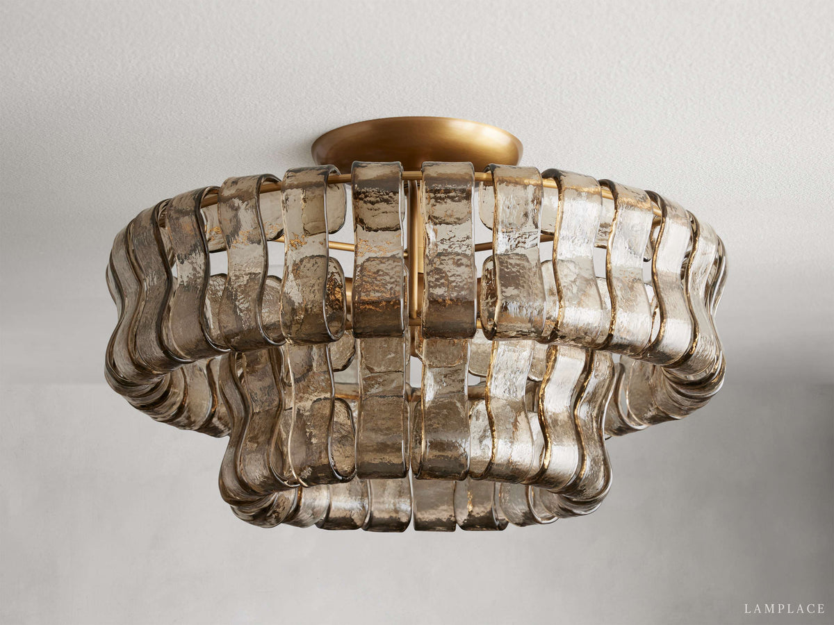 Ghiaccio Textured Glass Flush Mount