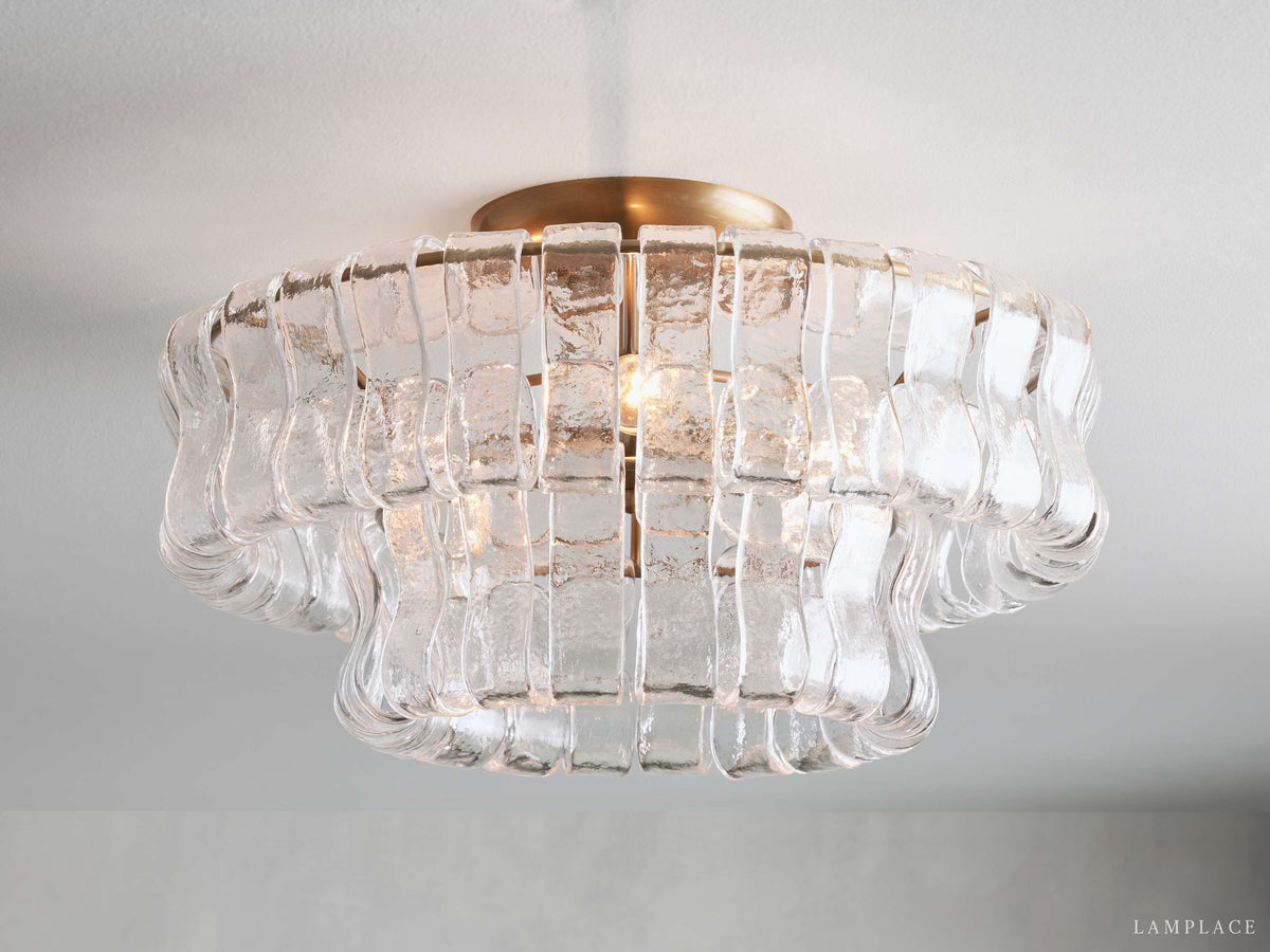Ghiaccio Textured Glass Flush Mount
