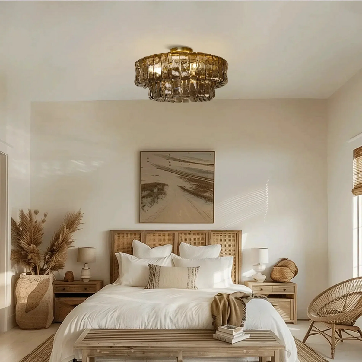 Ghiaccio Textured Glass Flush Mount