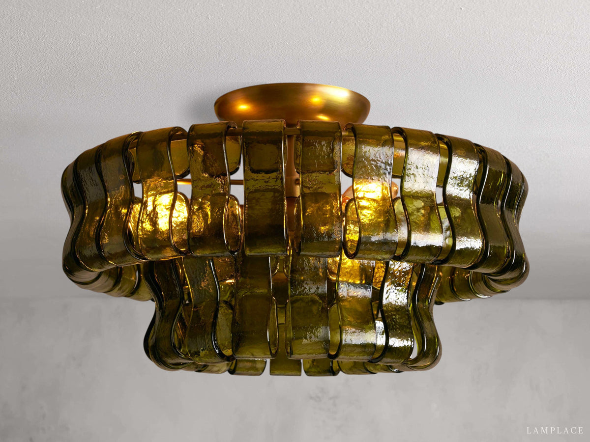 Ghiaccio Textured Glass Flush Mount