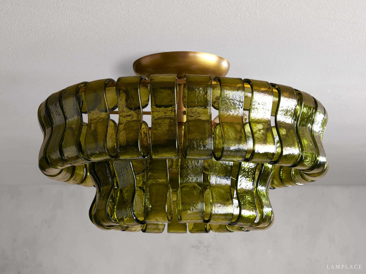 Ghiaccio Textured Glass Flush Mount