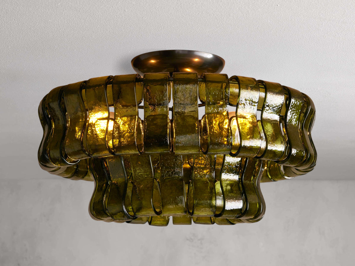 Ghiaccio Textured Glass Flush Mount