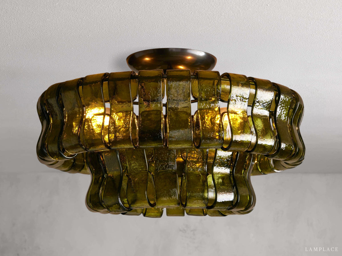 Ghiaccio Textured Glass Flush Mount