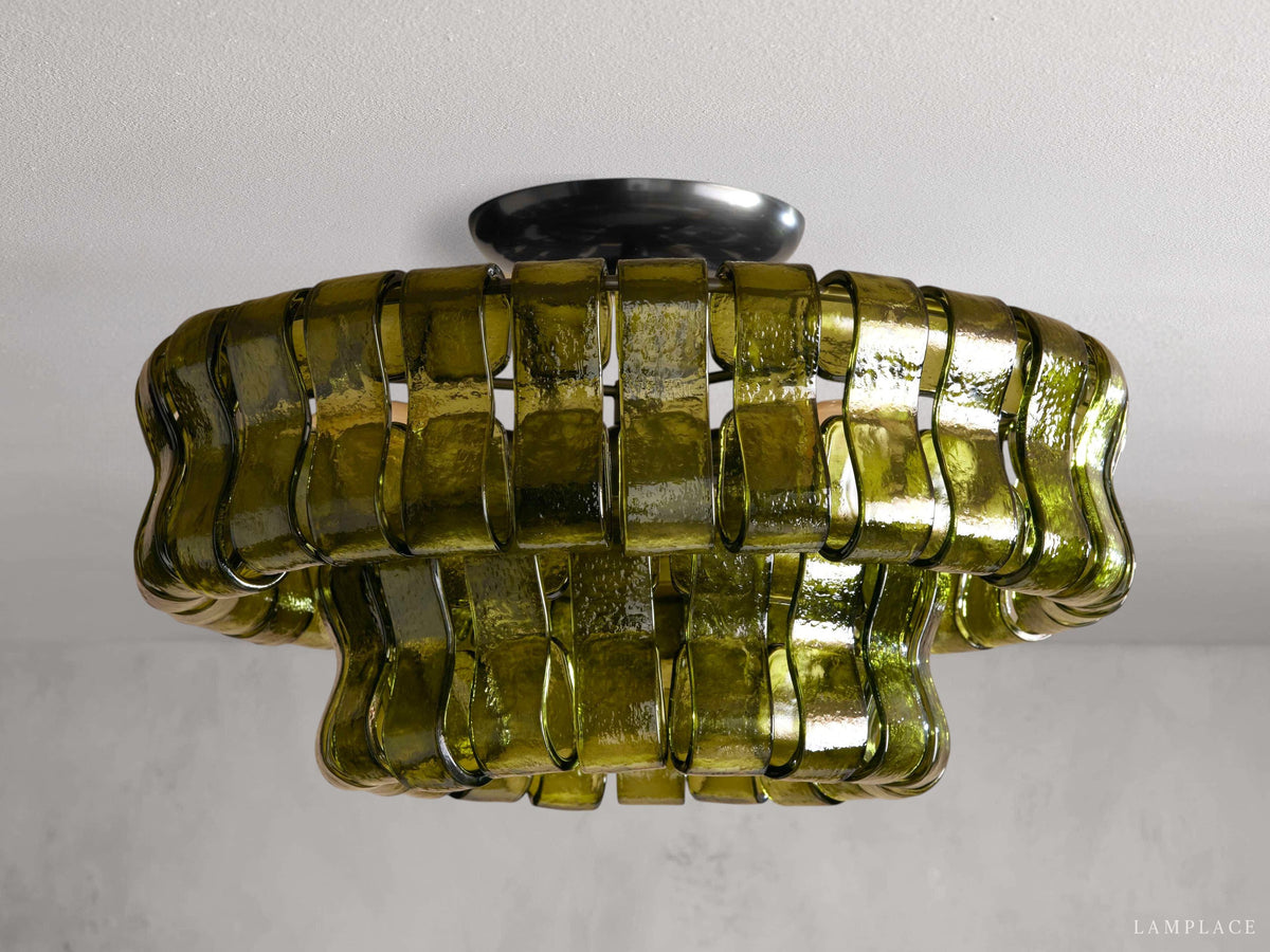 Ghiaccio Textured Glass Flush Mount