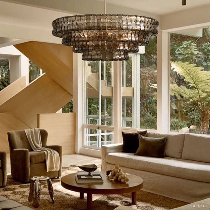Ghiaccio Rippled Glass Round Chandelier