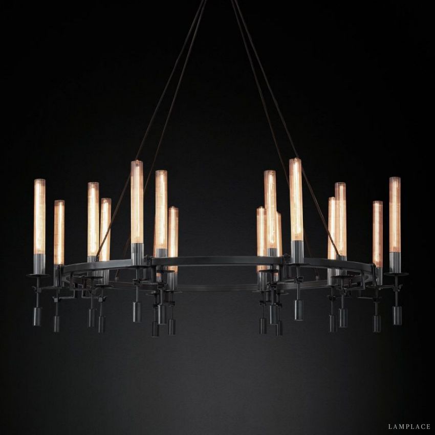 Fontanelle Vintage Glow Round Chandelier 58"