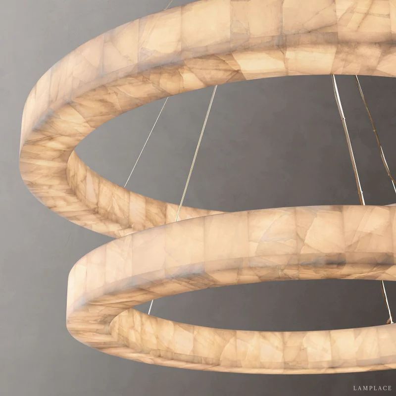Rivage Veined Alabaster Two-Tier Round Chandelier 60"