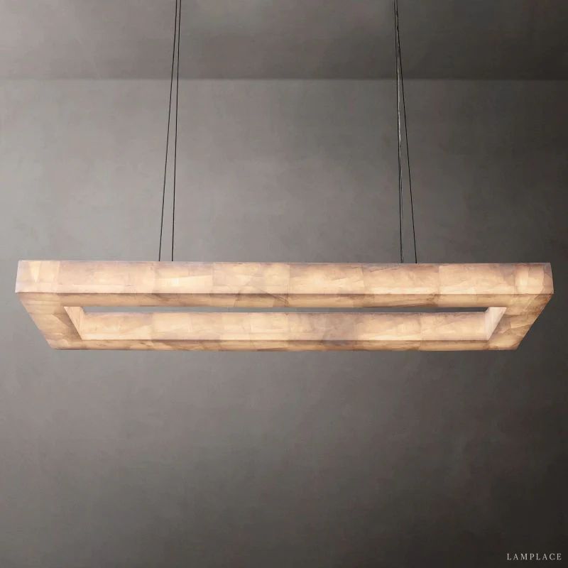 Rivage Veined Alabaster Rectangular Chandelier 54"