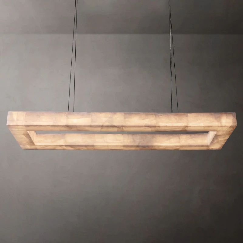 Rivage Veined Alabaster Rectangular Chandelier 72"