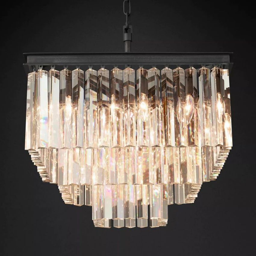 Odeon Deco Prism Tiered Square Chandelier 22"