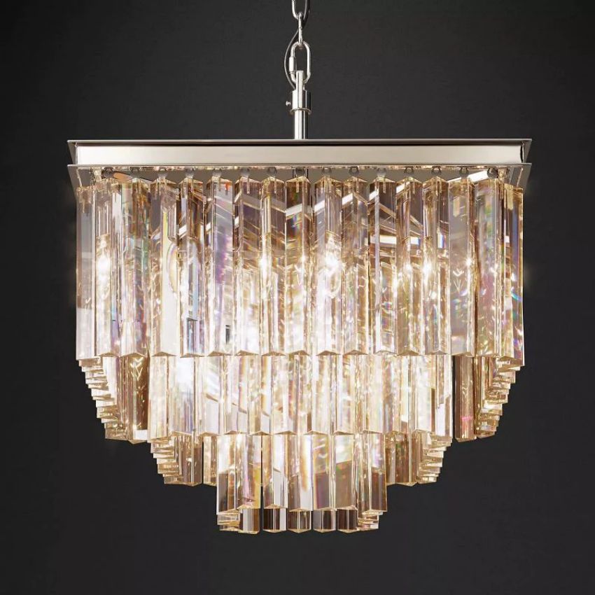 Odeon Deco Prism Tiered Square Chandelier 22"