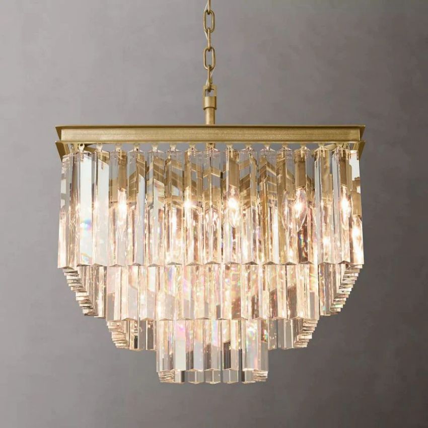 Odeon Deco Prism Tiered Square Chandelier 22"